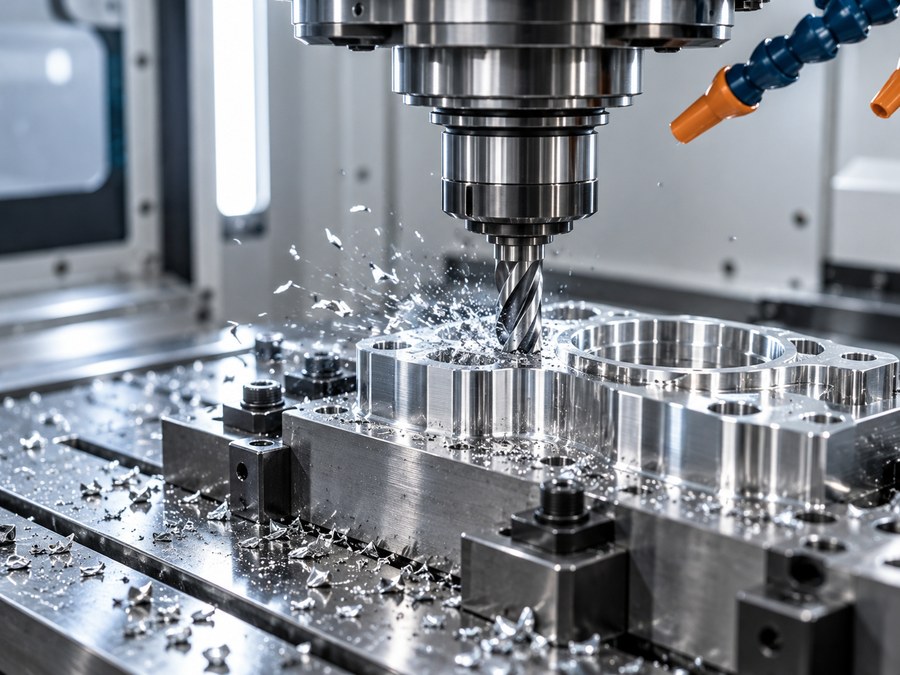 Illustrative CNC milling machine in operation