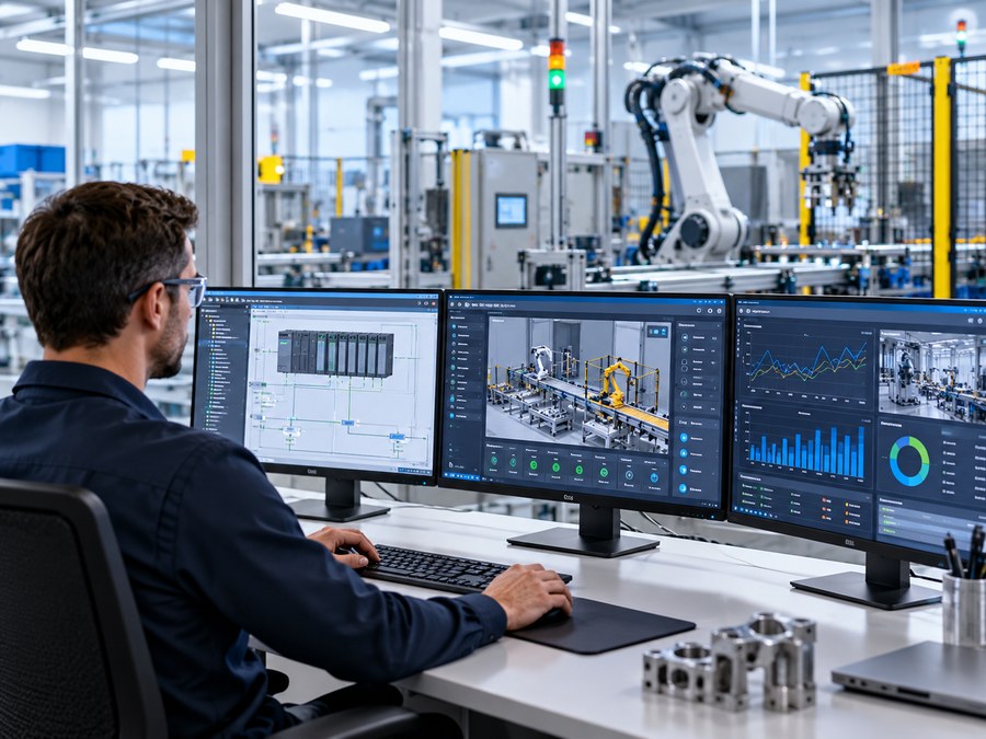 Illustrative engineering workstation for industrial software
